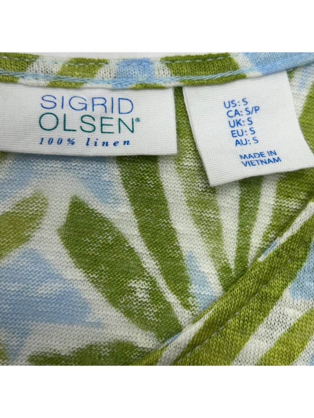 Sigrid Olsen Tropical Leaf Print Linen Top & Wide-Leg Pants Set Green & Blue S - Picture 10 of 16